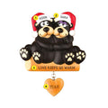 Black Bear Couple Sitting on a Log Ornament for Christmas Tree