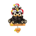 Black Bear Sitting on a Log Family of 3 Ornament for Christmas Tree