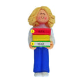 Book Reader Ornament - White Female, Blond Hair for Christmas Tree