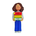Book Reader Ornament - White Female, Brown Hair for Christmas Tree