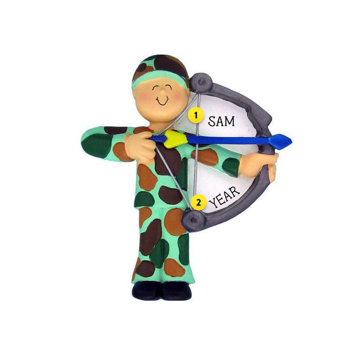 Personalized Bow Hunter Camouflaged Ornament