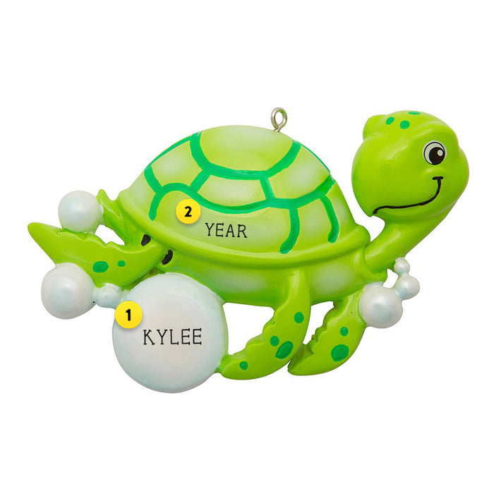 Sea Turtle with bubbles resin ornament