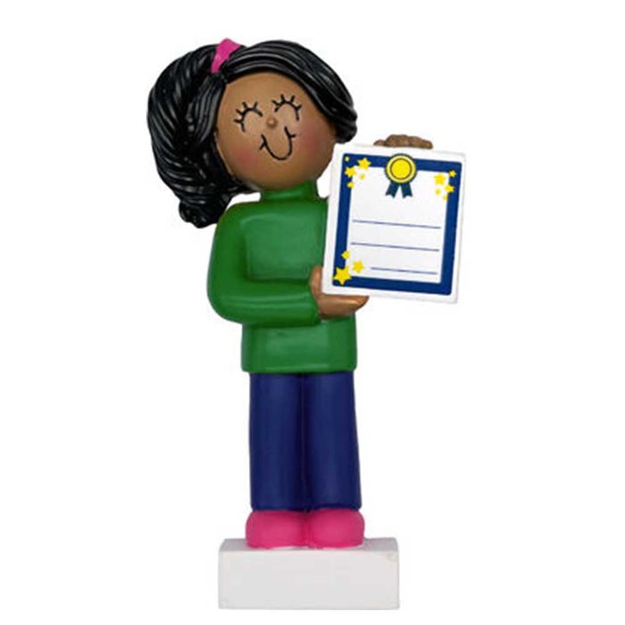 Child with Award - Female, Black Hair