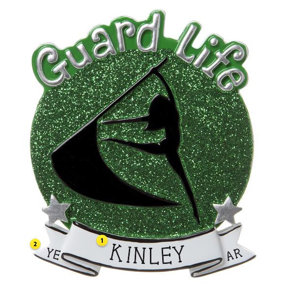 color guard with flag Christmas ornament personalized