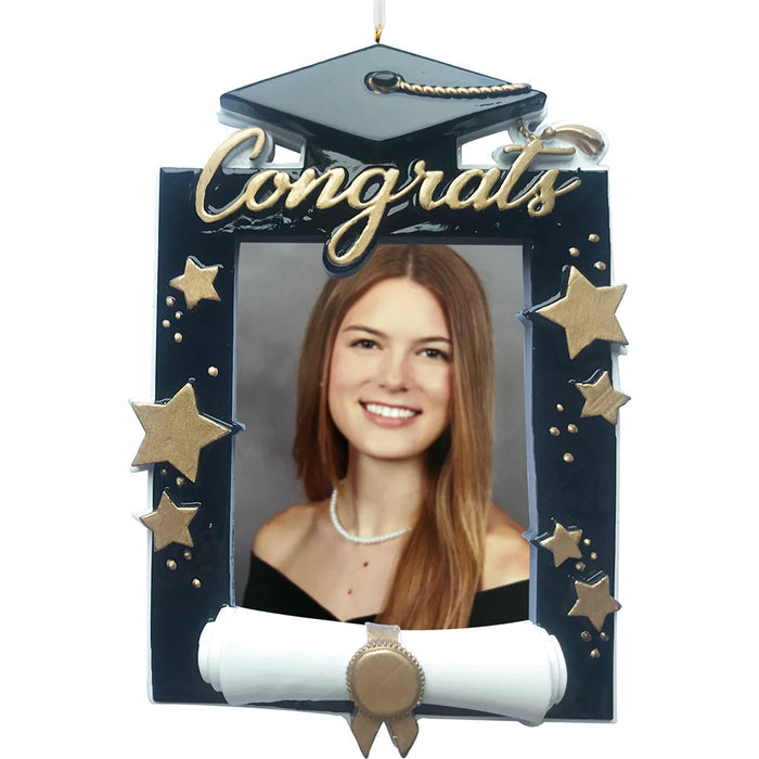 Graduation Cap and Diploma Personalized Ornament Photo Frame