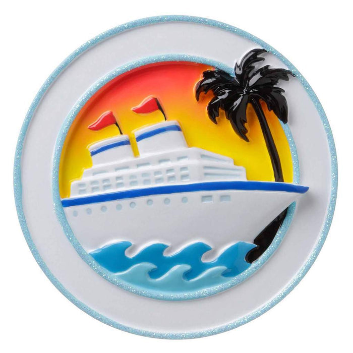 Cruise Ship Sunset Christmas Ornament Personalized