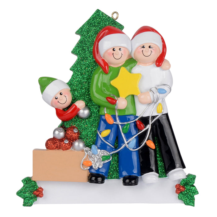 Personalized Decorating The Tree Family of 3 Ornament