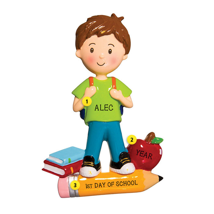 First Day of School Ornament - Boy for Christmas Tree