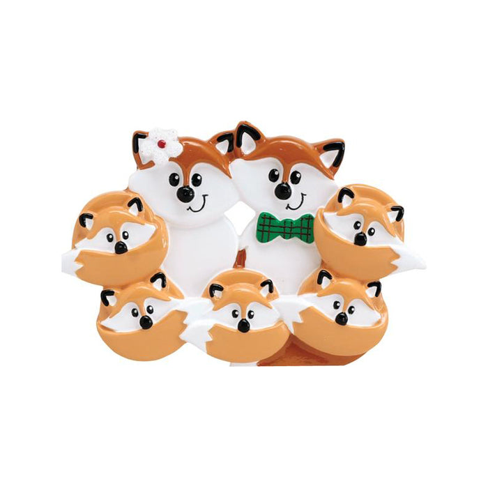 Fox Family of 7 Personalized Christmas Ornament