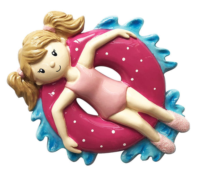 Girl in Inner Tube Personalized Ornament For Your Tree