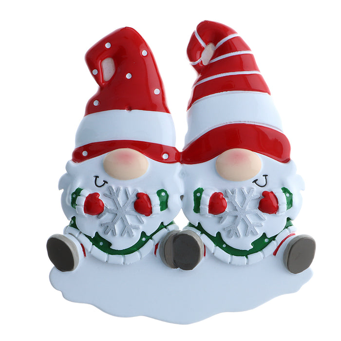 Gnome Couple Ornament with Snowflakes