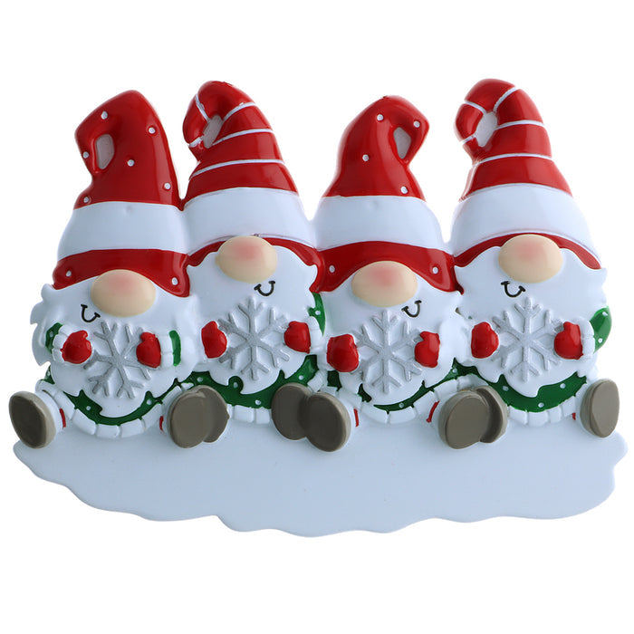 Gnome Family of four Christmas Ornamenrt for the tree