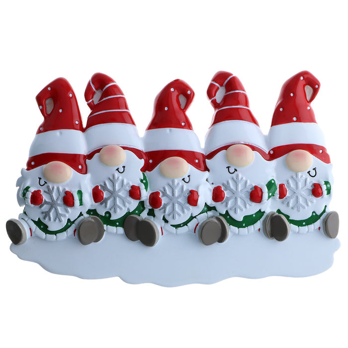 Gnome familyof five Christmas tree ornament