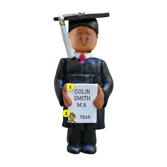 Graduate Ornament - Black Male for Christmas Tree