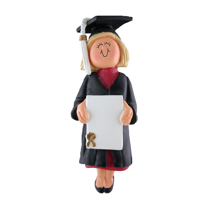 Graduate Ornament - White Female, Blond for Christmas Tree