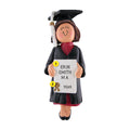 Graduate Ornament - White Female, Brown Hair for Christmas Tree