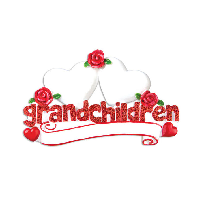 Grandchildren Ornament with 2 Hearts for Christmas Tree