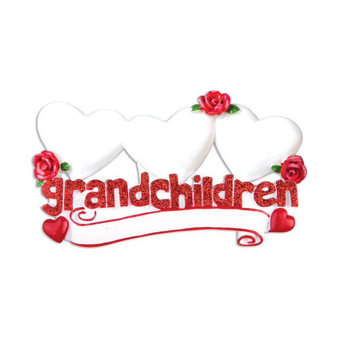 Grandchildren Ornament with 3 Hearts for Christmas Tree