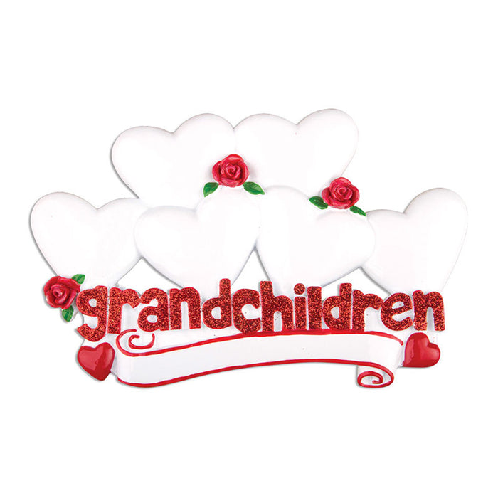 Grandchildren Ornament with 6 Hearts for Christmas Tree