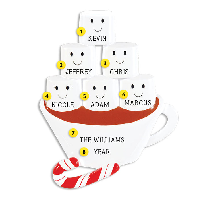 Hot Chocolate Family of 6 Ornament for Christmas Tree