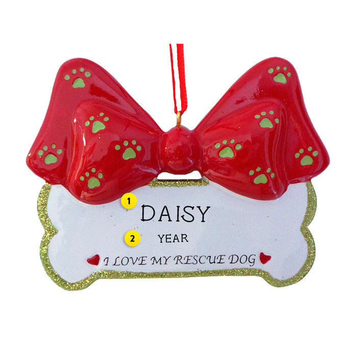 I Love My Rescue Dog Ornament for Christmas Tree