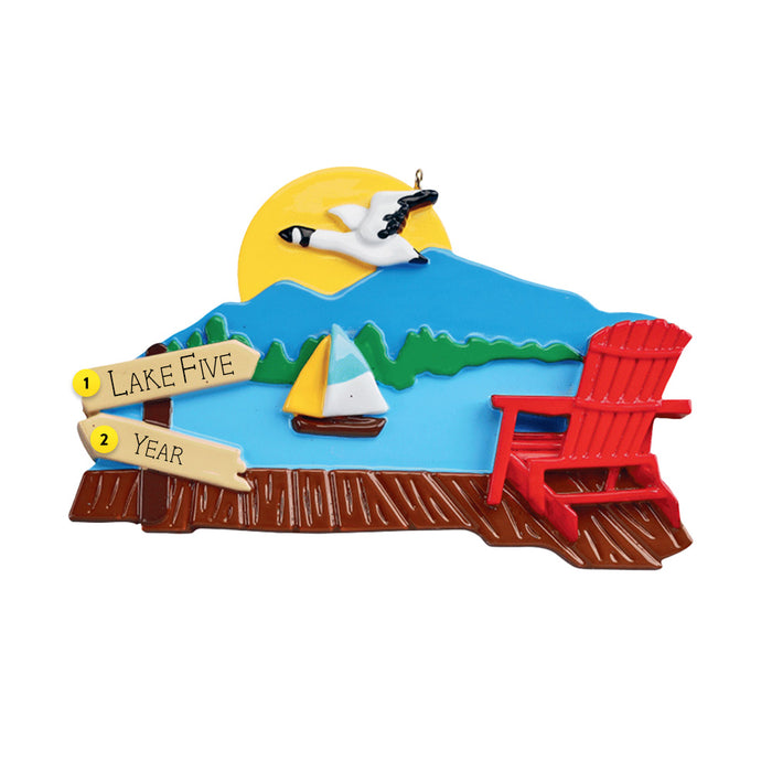 Sitting by the Lake Ornament Can be Personalized