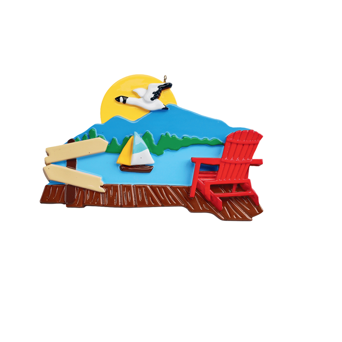 Sitting by the Lake Ornament Can be Personalized
