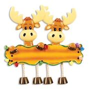 Moose Couple with Dangle Legs Personalized Resin Christmas Ornament