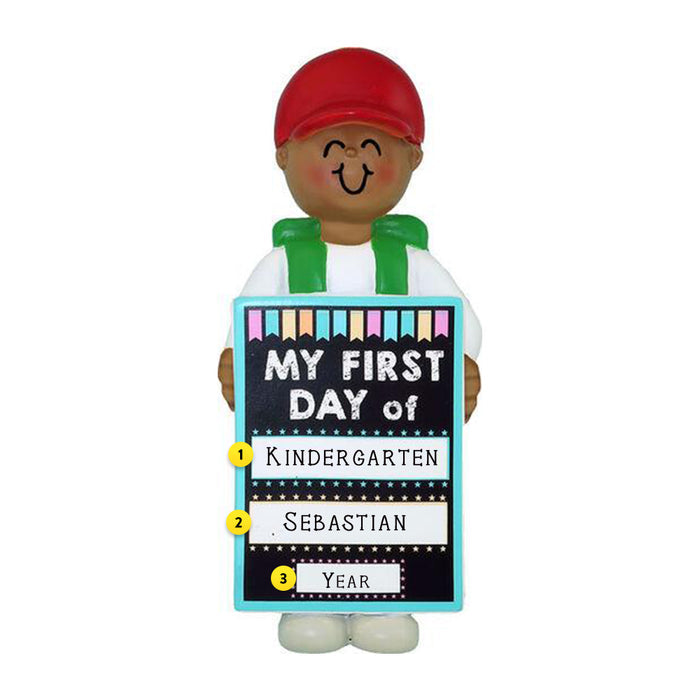 1st day of School Ornament African American Boy for the Christmas Tree