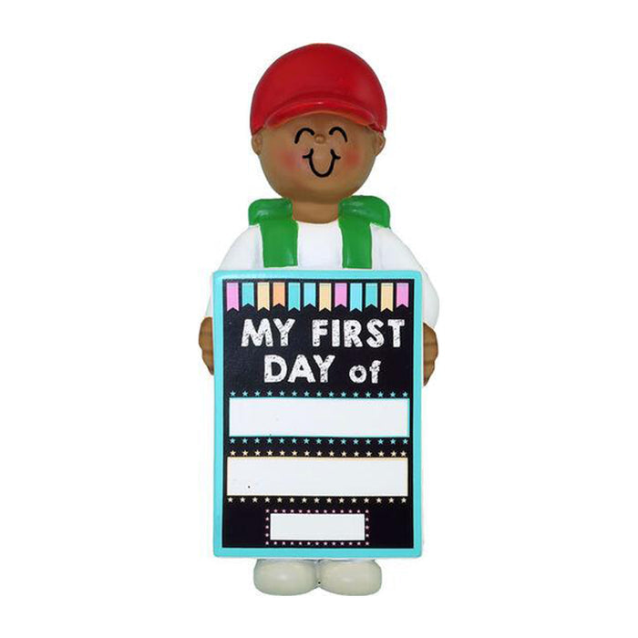 1st day of School Ornament African American Boy for the Christmas Tree