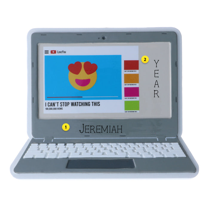 YouTube on laptop Ornament