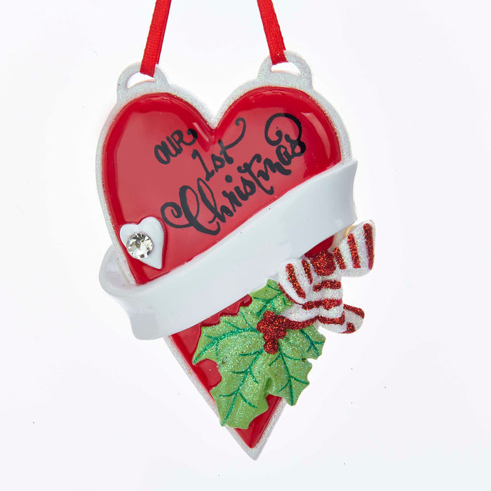 Personalized Our First Christmas Heart Ornament