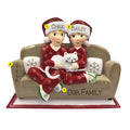 Pajama Couple with Cat Ornament