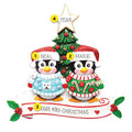 Personalized Penguin Couple Ugly Sweater Ornament