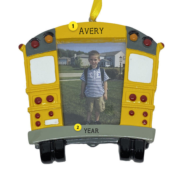 School Bus Photo Frame Ornament Personalized