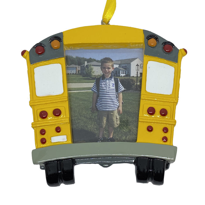 School bus picture frame ornament personalized