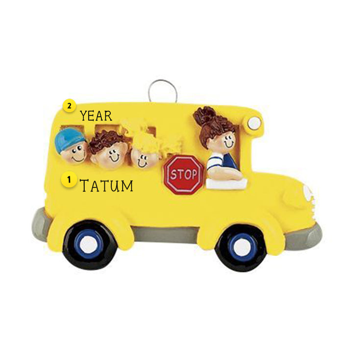School Bus with Children Personalized Ornament