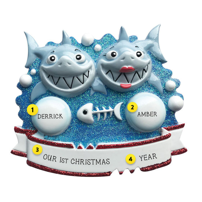 Shark Couple personalized resin ornament
