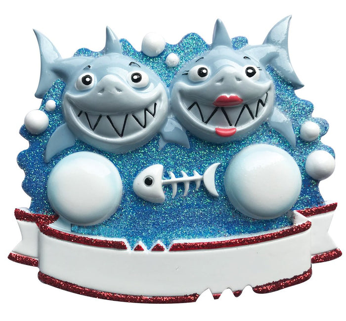 Shark Couple personalized resin ornament