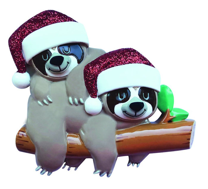 Sloth Couple Ornament Can Be Personalized For the Christmas Tree