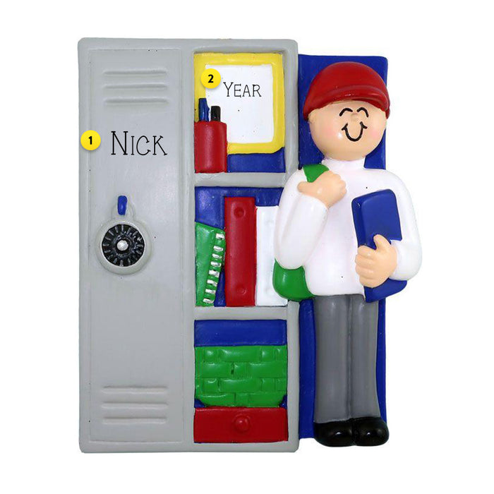 Boy at Locker Christmas Tree Ornament