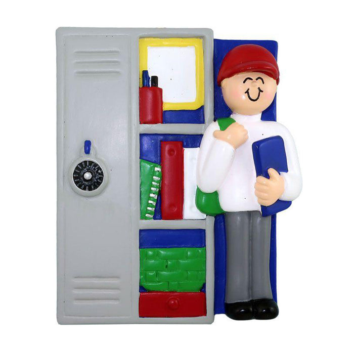 Boy at Locker Christmas Tree Ornament