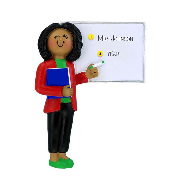 Teacher Christmas Tree Ornament, African American Female