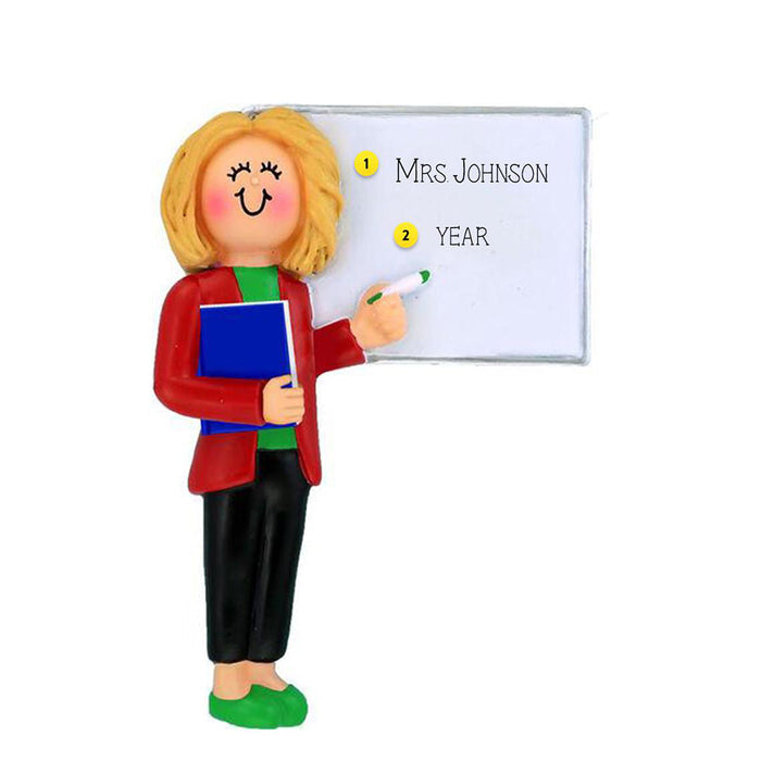 Teacher Christmas Tree Ornament, Blonde Female