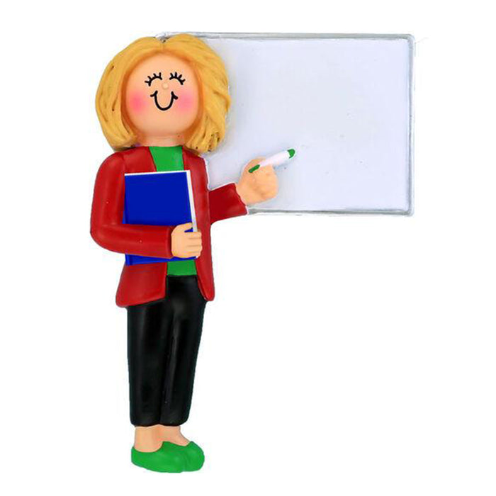 Teacher Christmas Tree Ornament, Blonde Female
