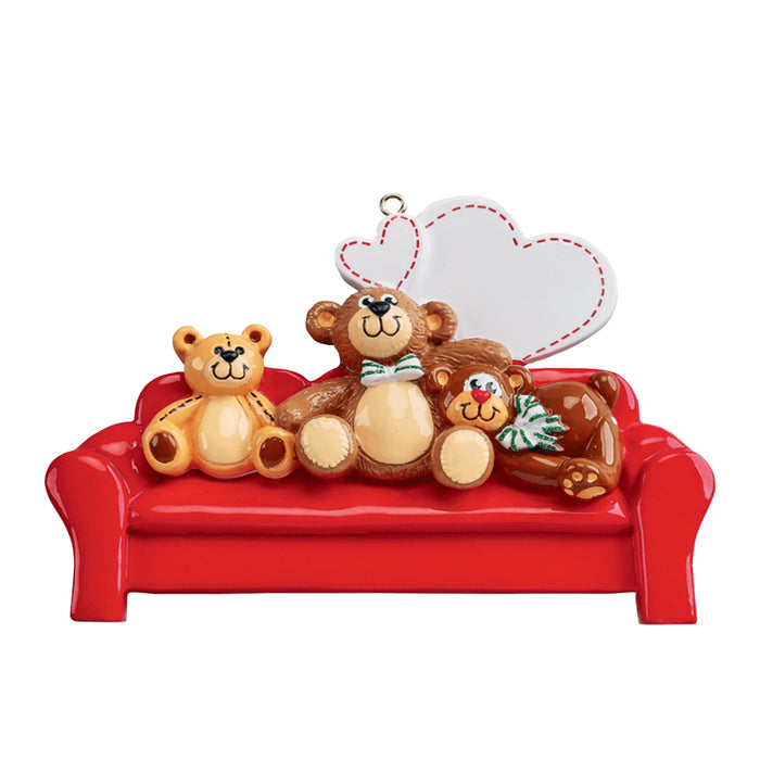 Personalized Three Bears on a Couch Ornament