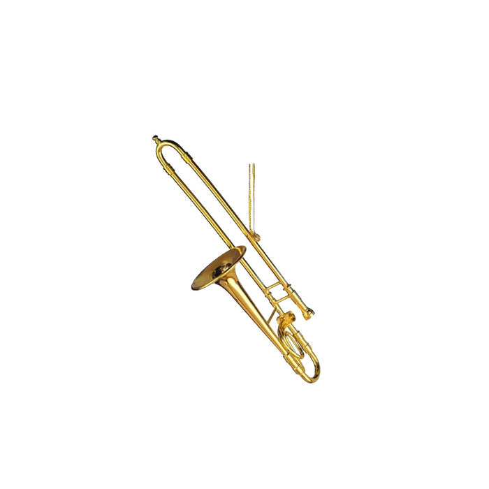 Brass Trombone Christmas tree ornament can be personalized