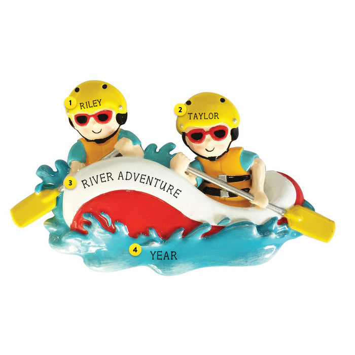 Water Rafting Couple Personalized Resin Christmas Ornament