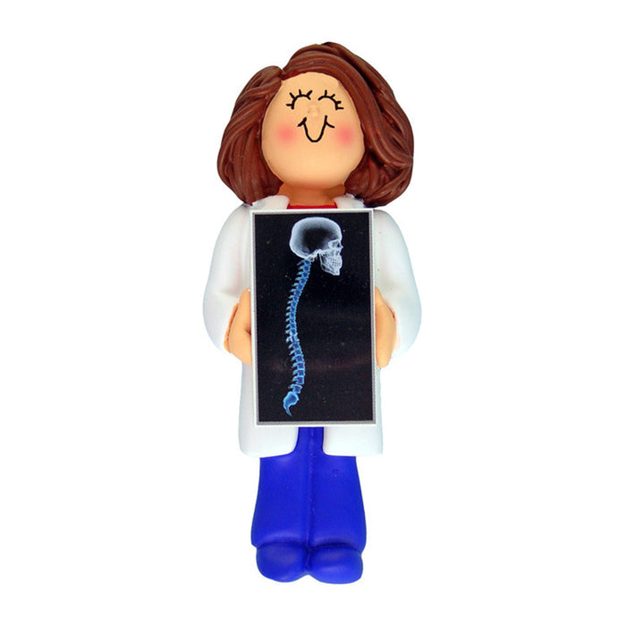 Xray Tech / Chiropractor Ornament - White Female, Brown Hair for Christmas Tree