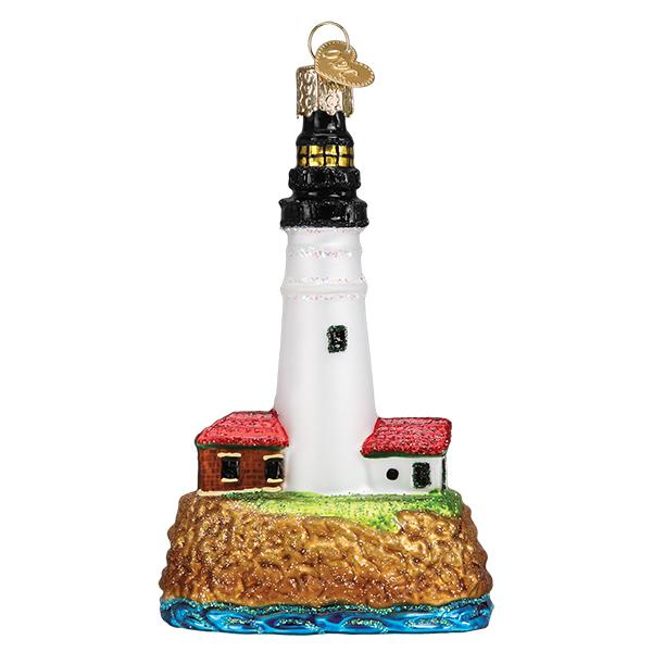 Glass Portland Head Lighthouse Christmas tree ornament